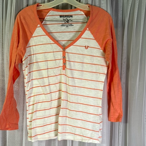 True Religion Tops - Orange and white True Religion T.